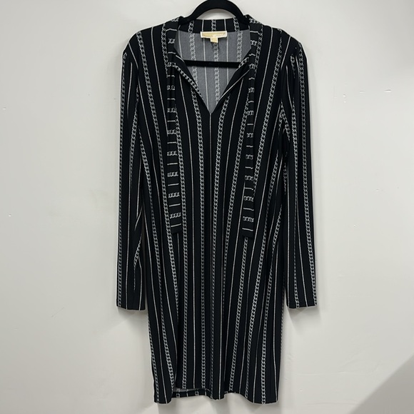 Michael Kors black chain tie neck dress L - Picture 3 of 8